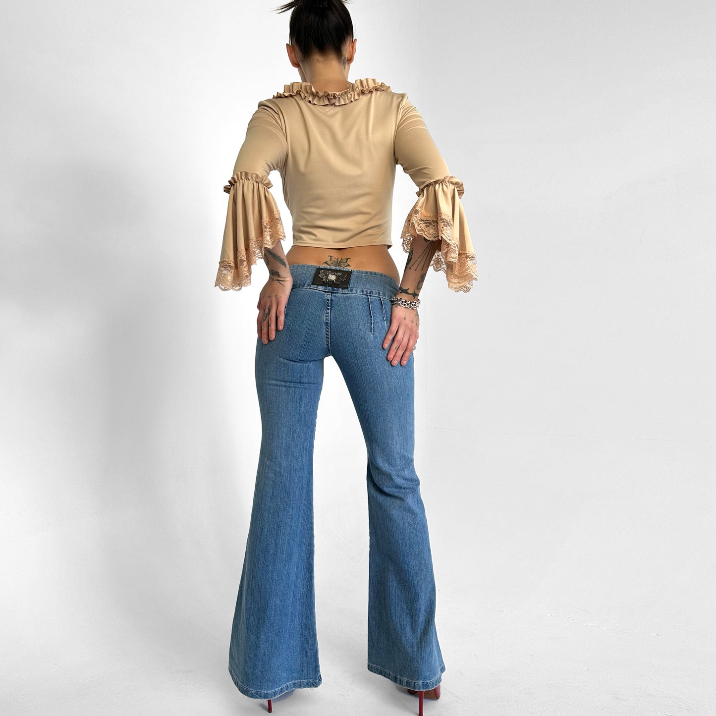 Butterfly Belt Low Rise Denim Jeans