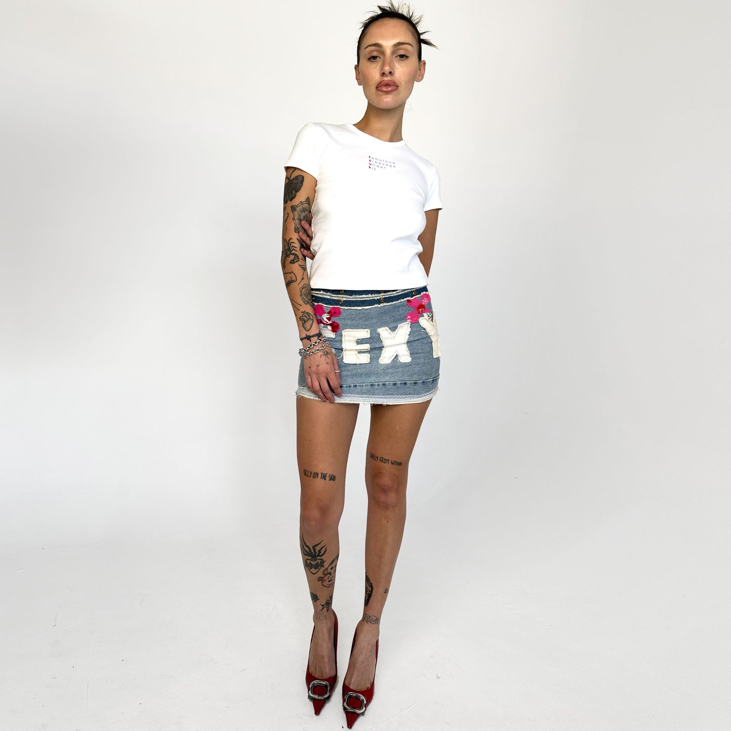 Handmade Patchwork SEXY Denim Mini Skirt