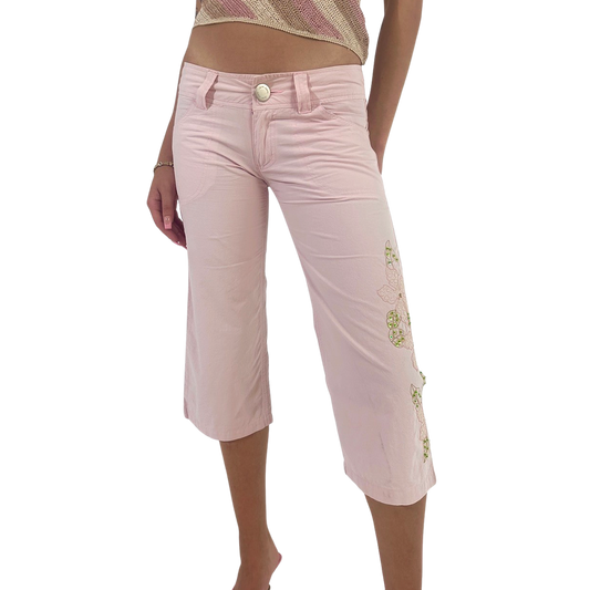 Baby Pink Low Rise 3/4 Pants