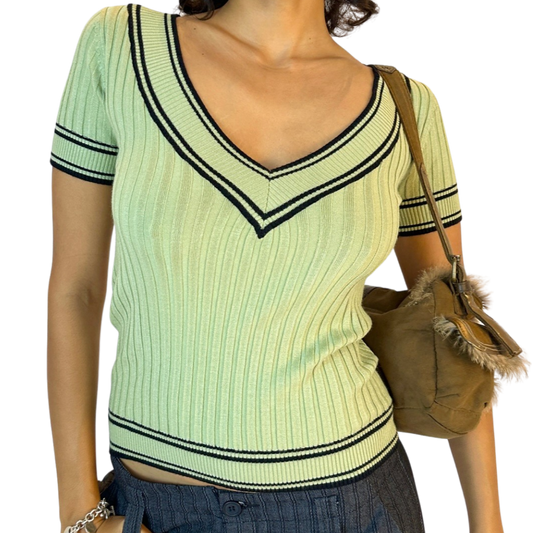 Pastel Green Rib Knit Tee