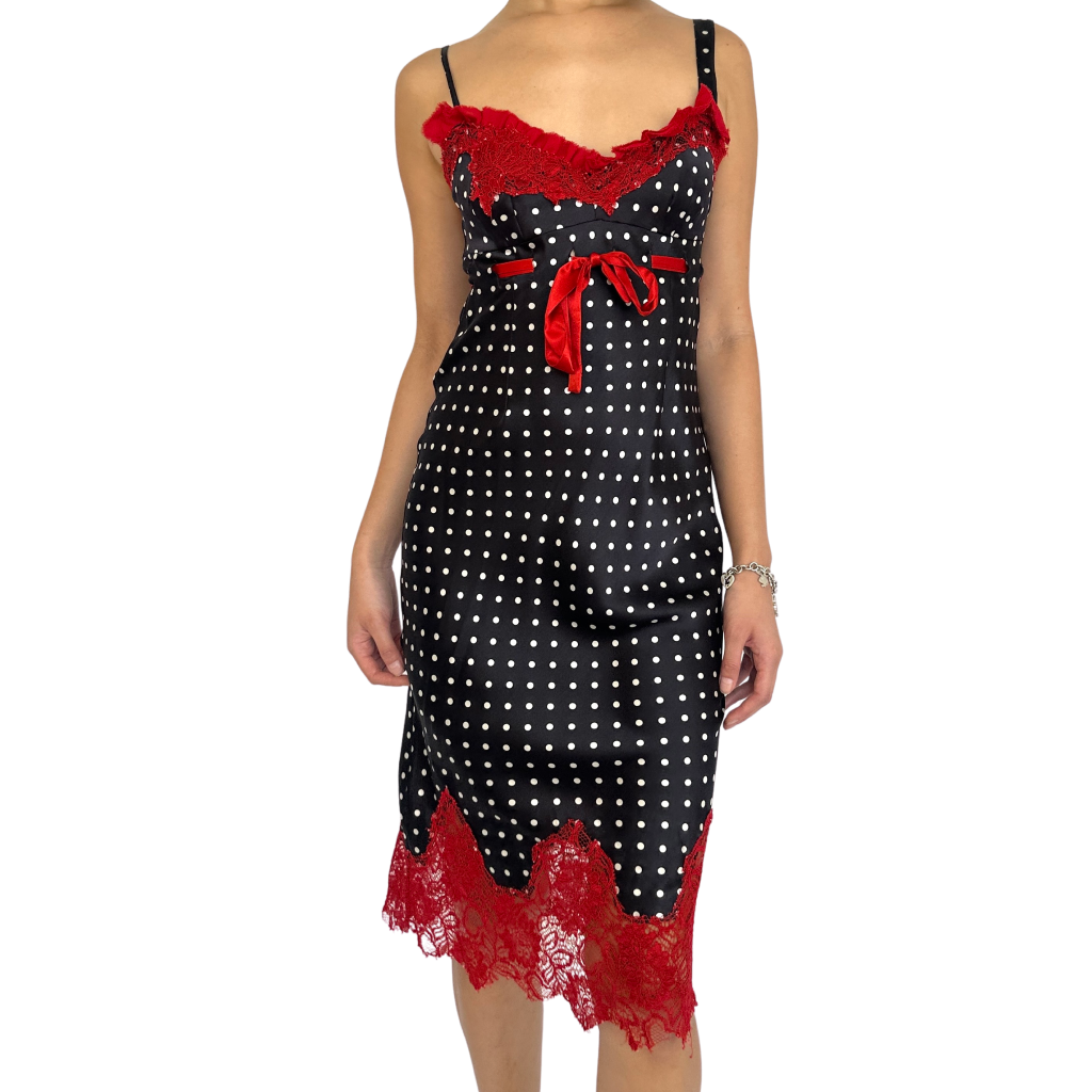 Polkadot Satin & Lace Vintage Dress