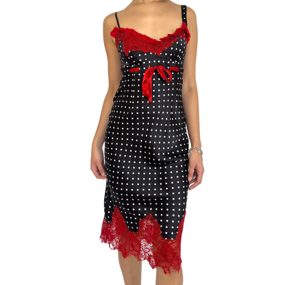 Polkadot Satin & Lace Vintage Dress