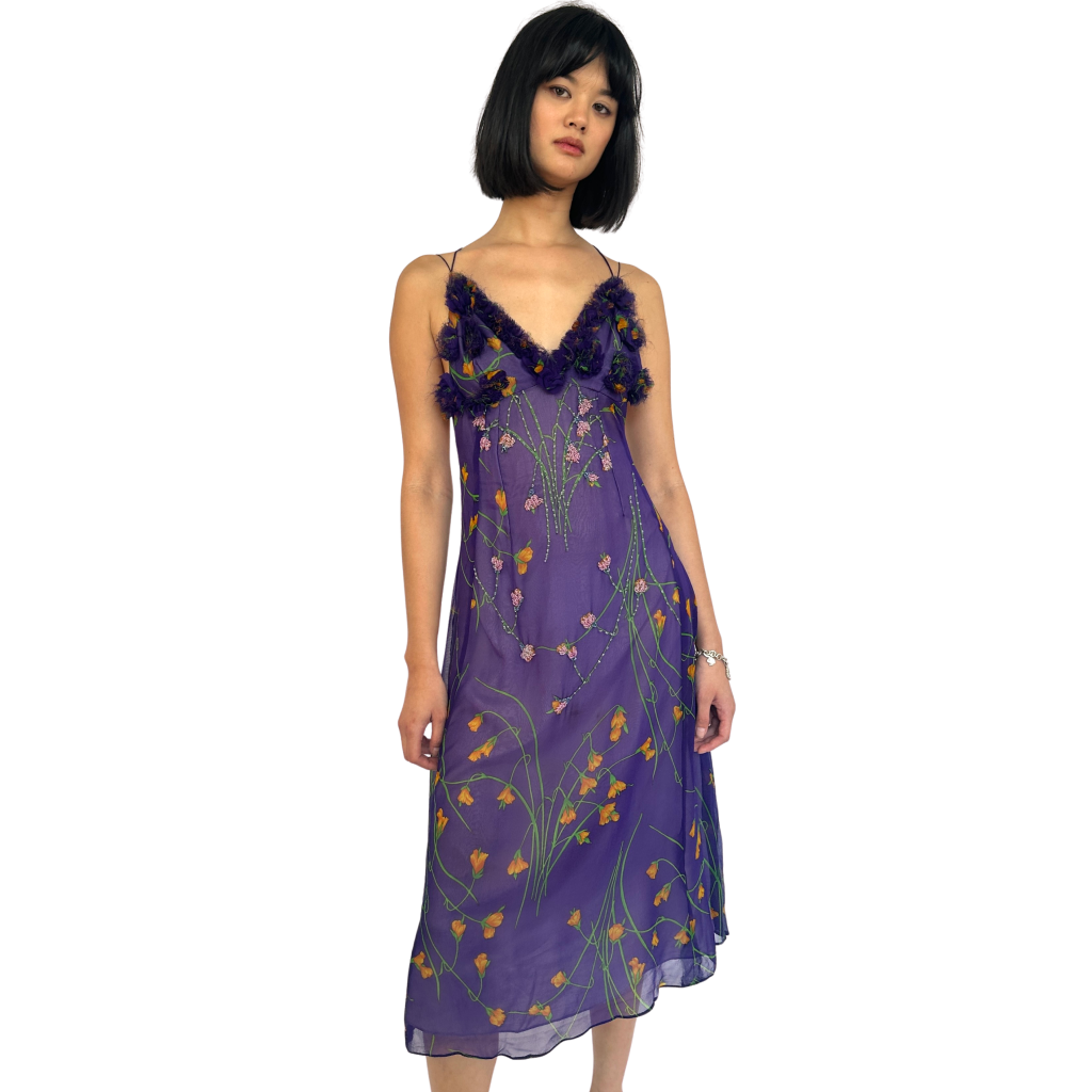 Violet Floral Vintage Dress