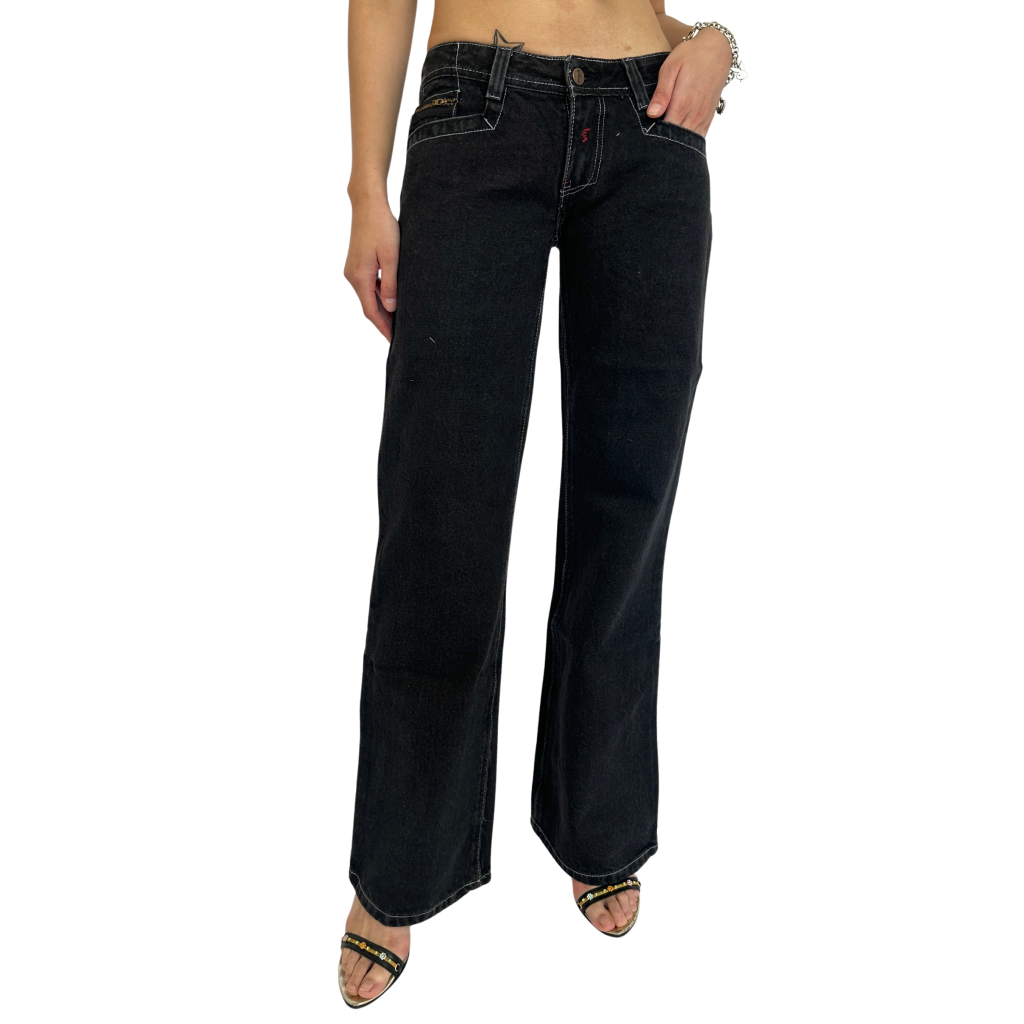 Washed Black Straight Leg Jeans