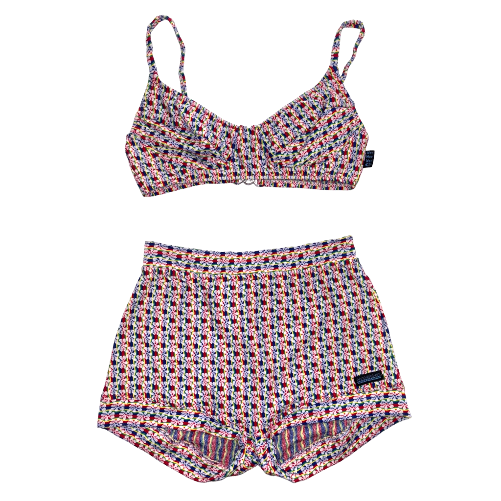 90s Colourful Textured Swim Bikini Set