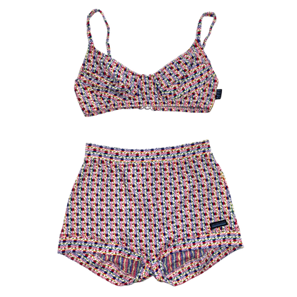 90s Colourful Textured Swim Bikini Set