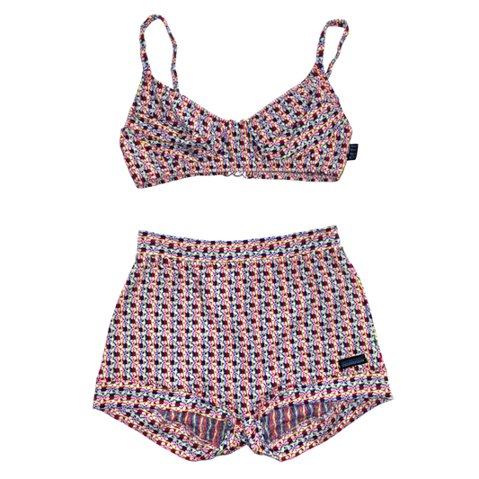 90s Colourful Textured Swim Bikini Set