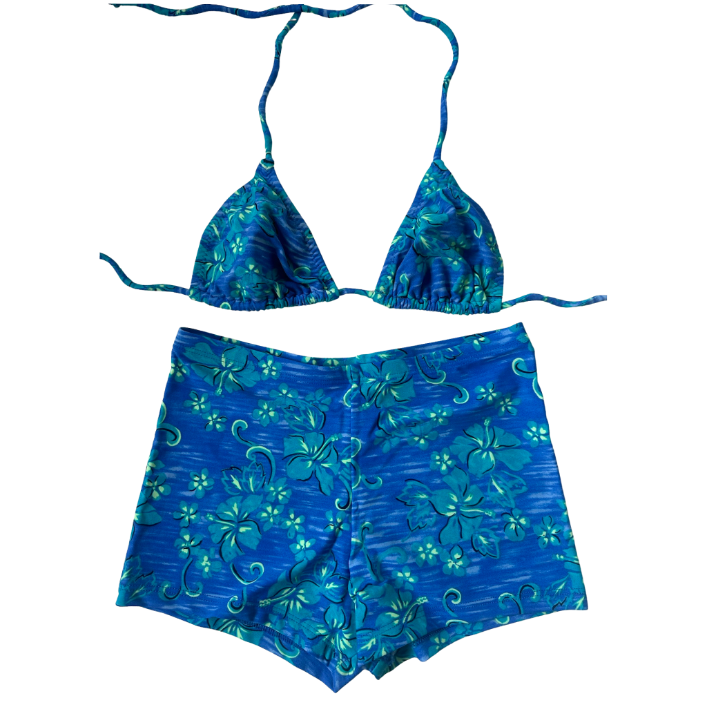 90's Blue Hibiscus Swim Set