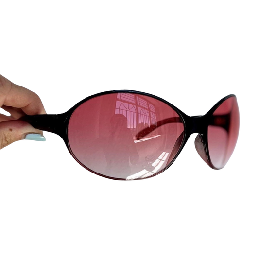 Red Gradient Raver Round Lense Sunglasses