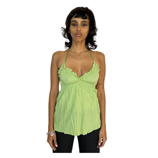 Pastel Green Crinkle Halter Top