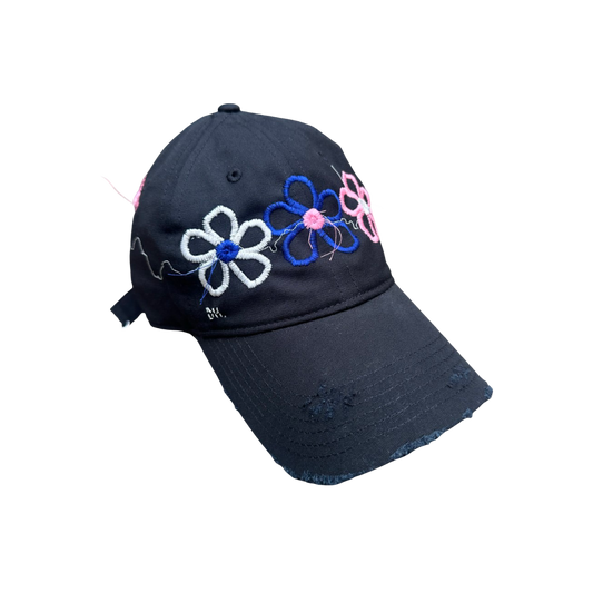 Blue, Grey, Pink Daisy Cap