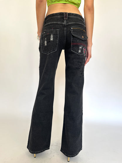 Washed Black Straight Leg Jeans