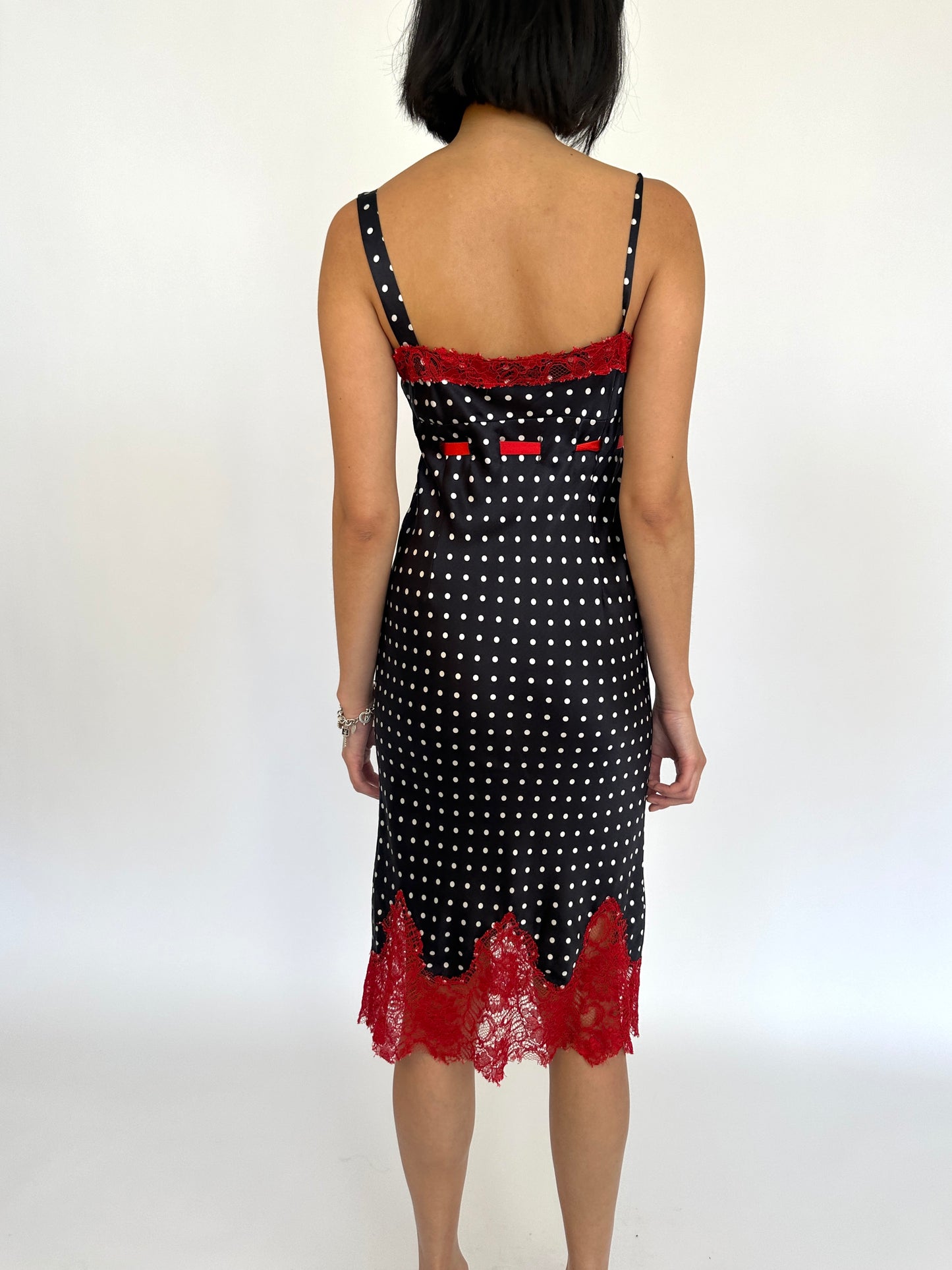 Polkadot Satin & Lace Vintage Dress