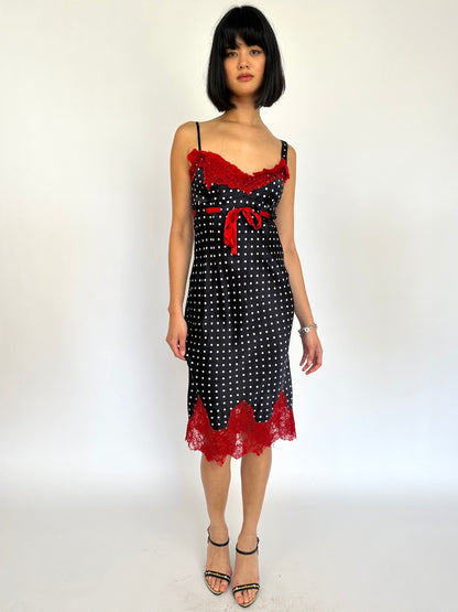 Polkadot Satin & Lace Vintage Dress