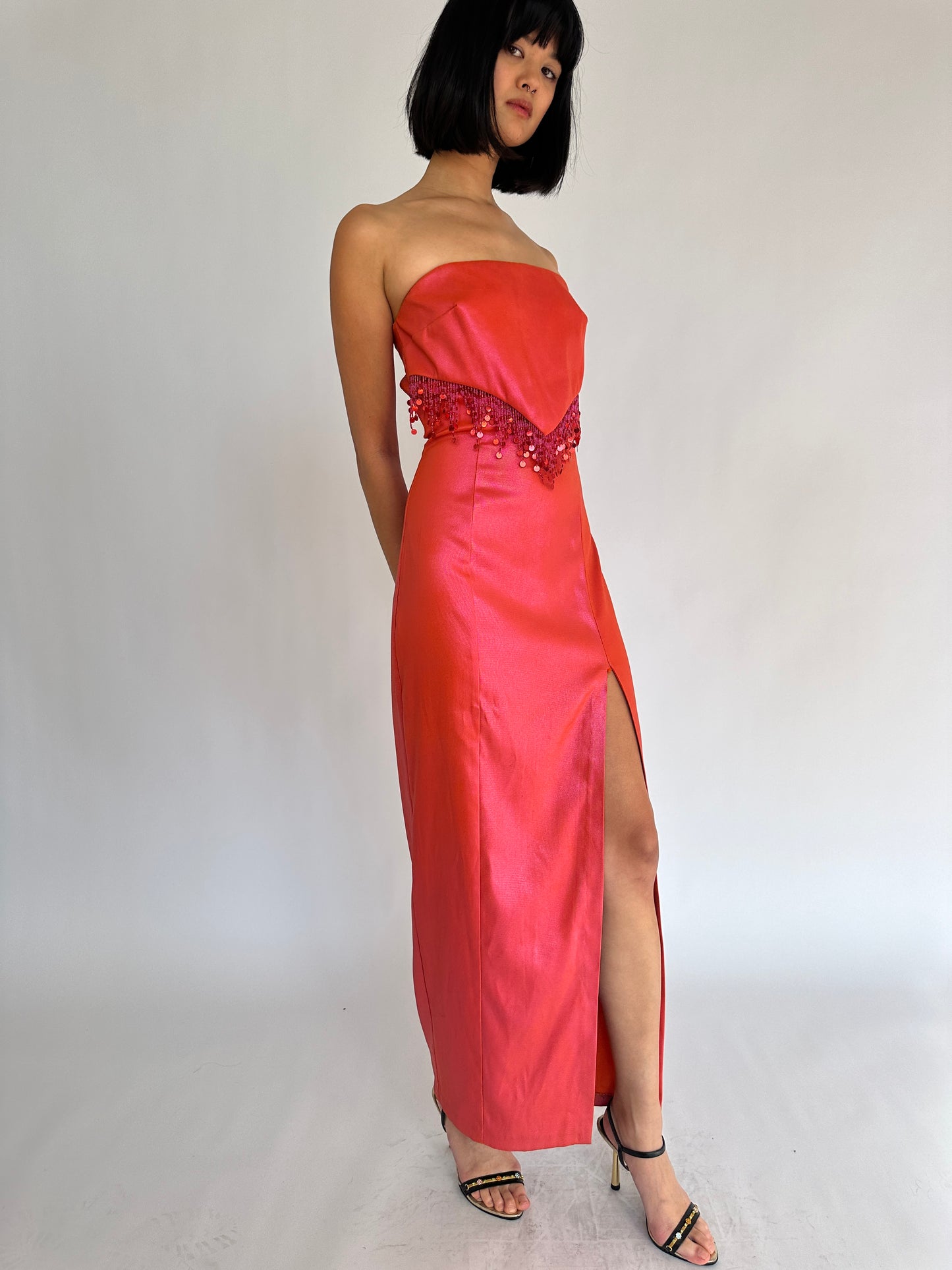 Iridescent Sunrise Strapless Vintage Dress