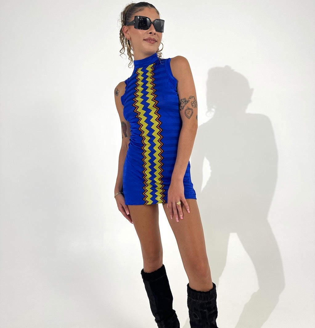 Rave 90s High Neck Mini Dress