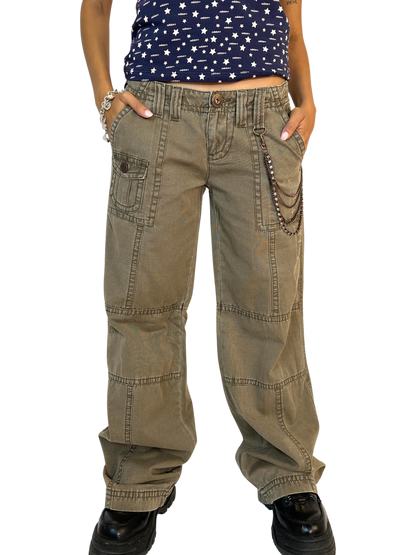 Cargo Pants With Diamonte Chain