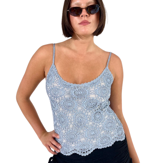 Baby Blue Crochet 90s Cami