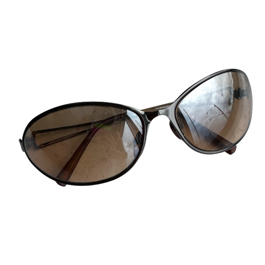 Brown Round Reflective Vintage Sunglasses