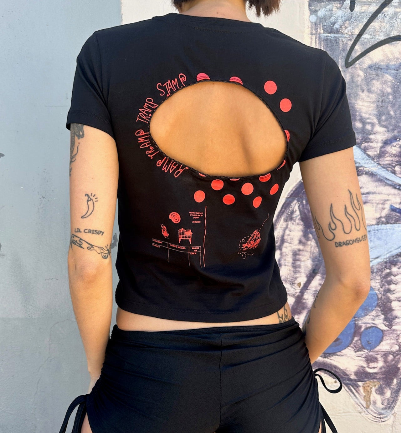 Logo Removal Baby Tee - Lady Bug Black