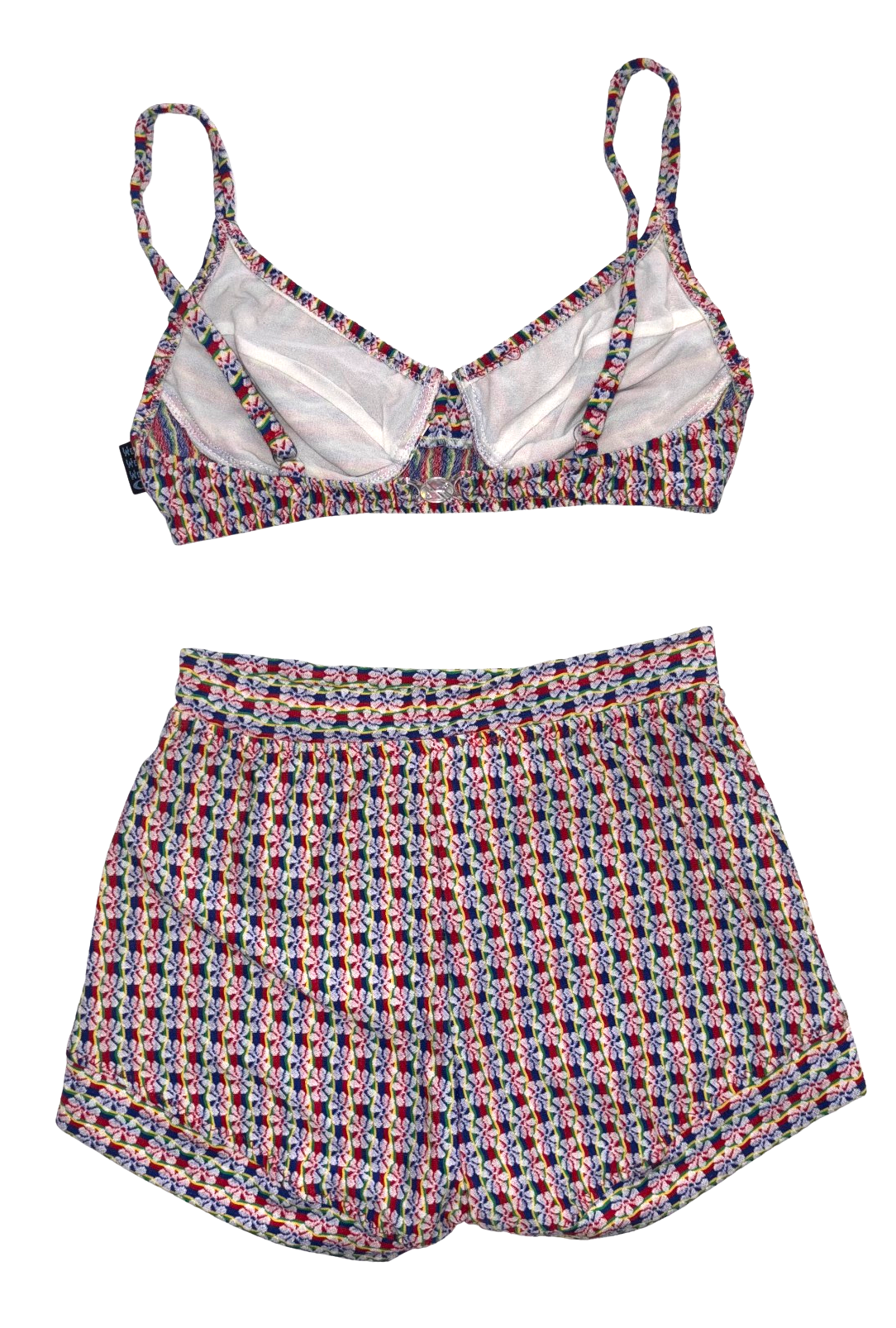 90s Colourful Textured Swim Bikini Set