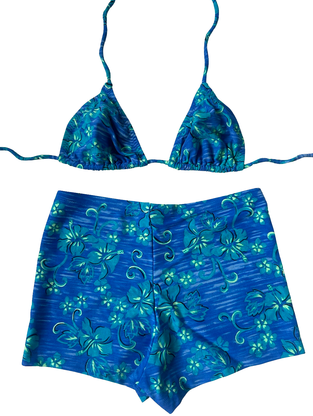 90's Blue Hibiscus Swim Set