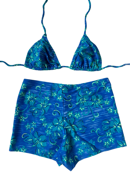 90's Blue Hibiscus Swim Set