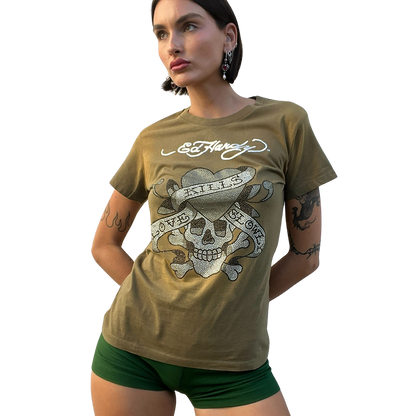 Ed Hardy Khaki Diamonte Tee