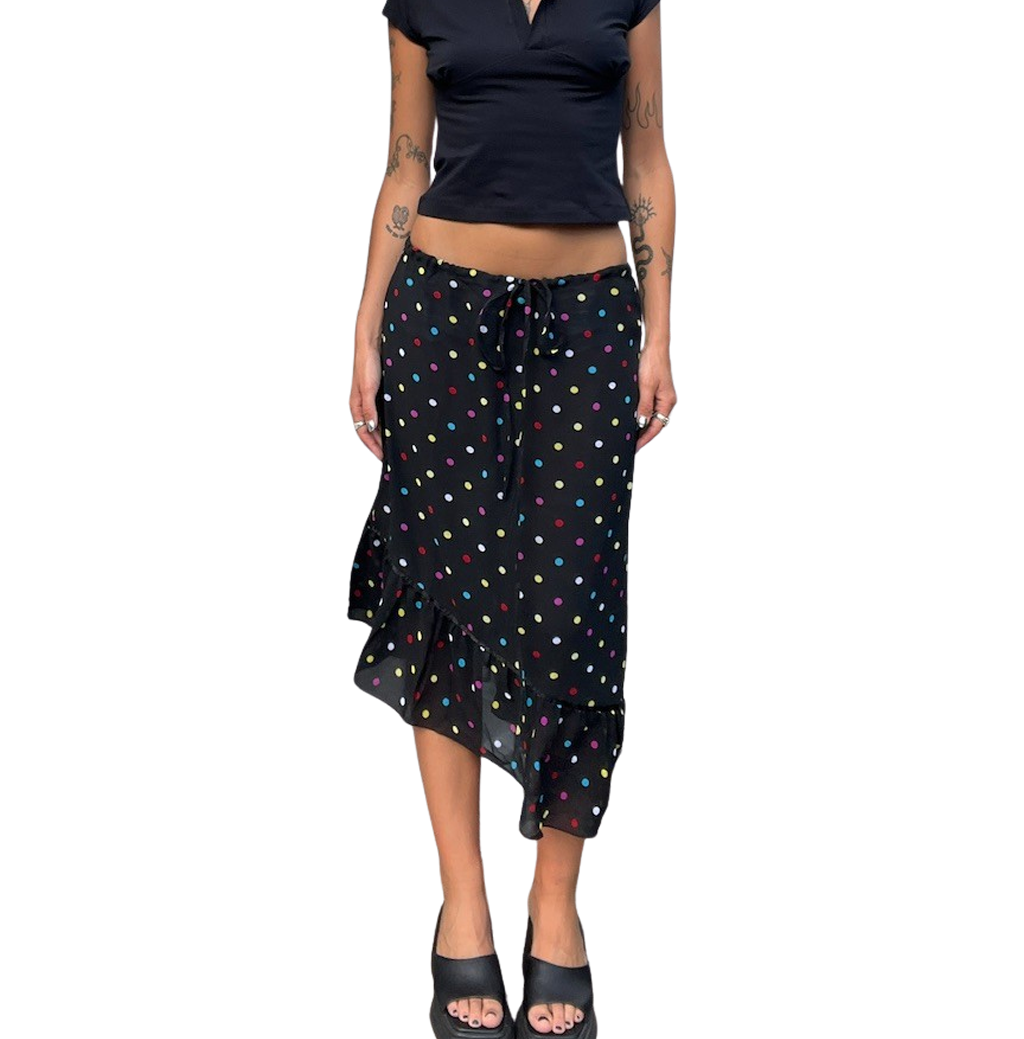 Chiffon Polka Dot Midi Skirt