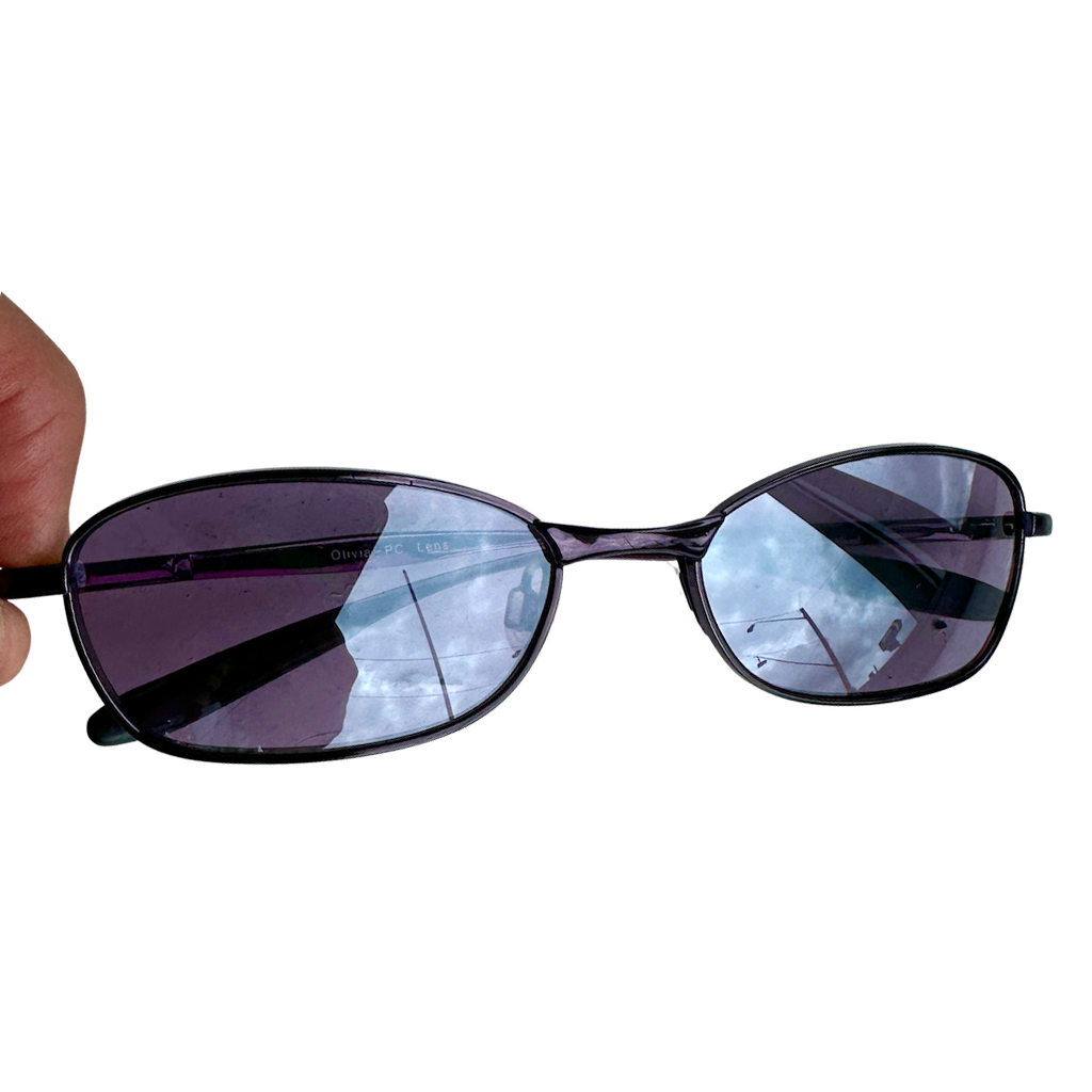 2000s Metallic Purple Small Sunglasses